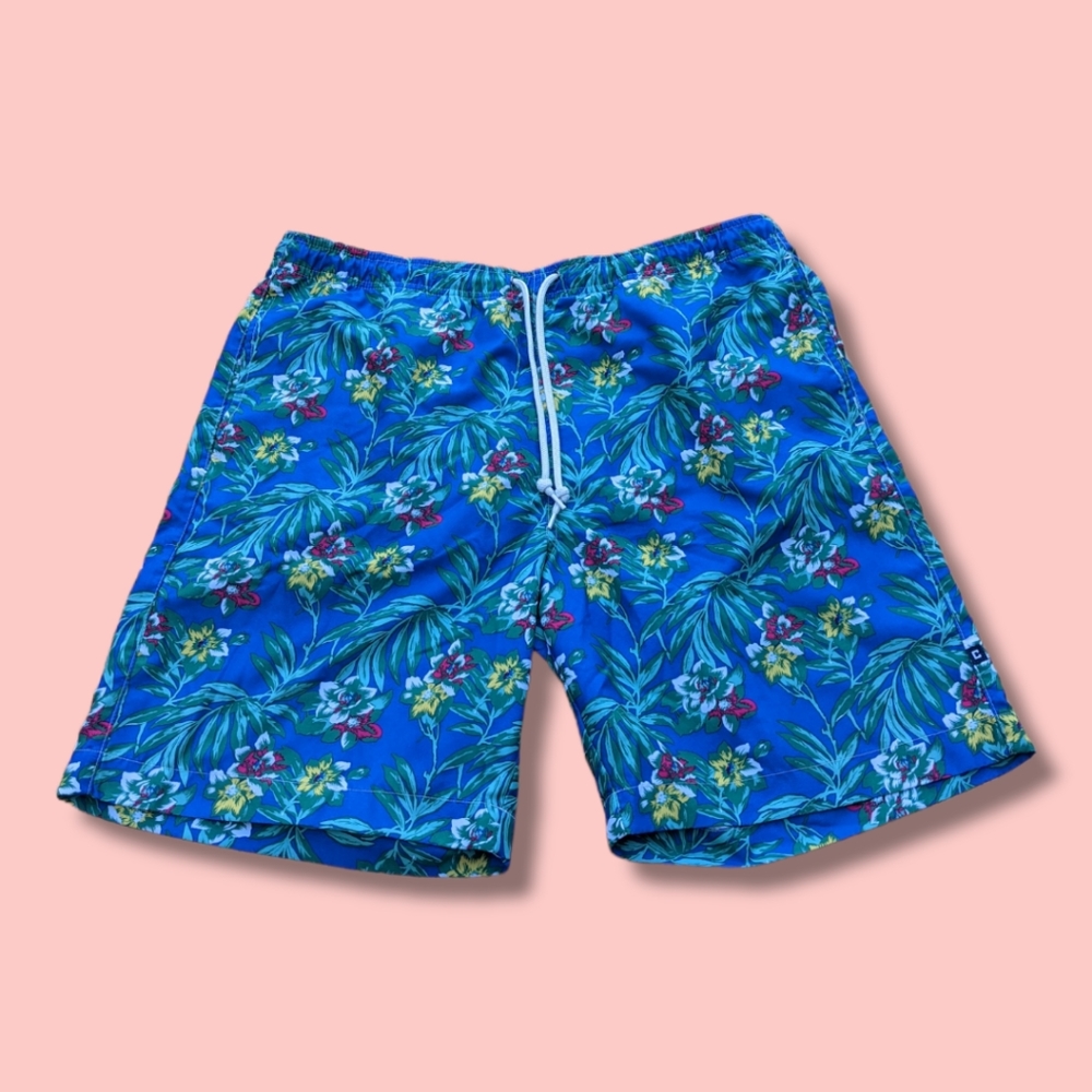 Chaps Swim Trunks Shorts Hawaiian Aloha Palms Print Men's Size Extra Large